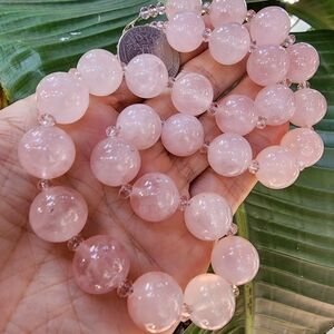 Natural Rose Quartz Stone Silver Necklace quality Genuine Pink Crystal